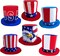 6 Pack 4th of July American Flag Top Hats – Patriotic Red White Blue Party Hats for Adults, Independence Day Memorial Day Parade Costume Accessories